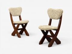 Danish Modern Brutalist Dining Chairs Pine Shearling Denmark 1960s - 4576002