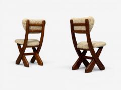 Danish Modern Brutalist Dining Chairs Pine Shearling Denmark 1960s - 4576007