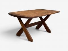 Danish Modern Brutalist Dining Table Stained Pine Denmark 1960s - 4576171
