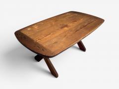 Danish Modern Brutalist Dining Table Stained Pine Denmark 1960s - 4576179