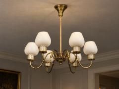 Danish Modern Chandelier Brass String Glass Denmark 1960s - 4763067
