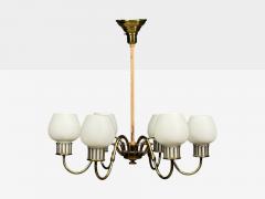 Danish Modern Chandelier Brass String Glass Denmark 1960s - 4763068