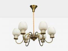 Danish Modern Chandelier Brass String Glass Denmark 1960s - 4763069