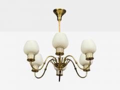 Danish Modern Chandelier Brass String Glass Denmark 1960s - 4763071