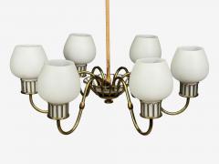 Danish Modern Chandelier Brass String Glass Denmark 1960s - 4763072