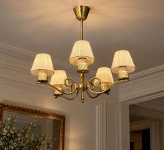 Danish Modern Chandelier Patinated Brass Denmark 1950s - 4799006
