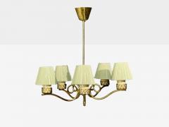 Danish Modern Chandelier Patinated Brass Denmark 1950s - 4799007