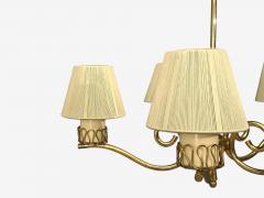 Danish Modern Chandelier Patinated Brass Denmark 1950s - 4799016