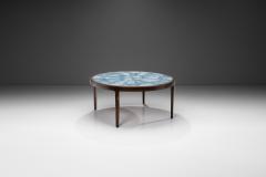 Danish Modern Coffee Table with Blue Tiles Denmark 1950s - 4028718