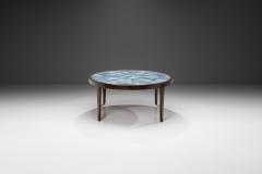 Danish Modern Coffee Table with Blue Tiles Denmark 1950s - 4028720