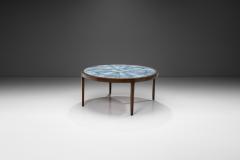 Danish Modern Coffee Table with Blue Tiles Denmark 1950s - 4028721