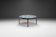 Danish Modern Coffee Table with Blue Tiles Denmark 1950s - 4028722