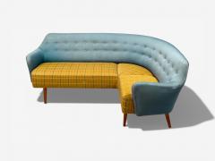 Danish Modern Corner Sofa Fabric Wood Denmark 1950s - 4497471