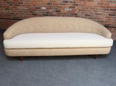 Danish Modern Curved Sofa in Teak and Two Tone Boucl by Selig - 4307785