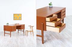 Danish Modern Executive Teak Desk with Bookshelf - 2226762