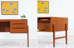 Danish Modern Executive Teak Desk with Bookshelf - 2226763