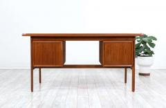 Danish Modern Executive Teak Desk with Raised Edges - 2385812