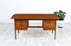 Danish Modern Executive Teak Desk with Raised Edges - 2385813