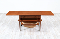 Danish Modern Expanding Teak Sewing Table with Basket - 2619283