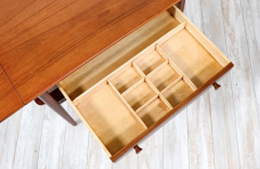 Danish Modern Expanding Teak Sewing Table with Basket - 2619285