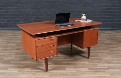 Danish Modern Floating Top Teak Desk w Bookcase - 4243886