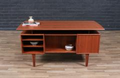 Danish Modern Floating Top Teak Desk w Bookcase - 4243889