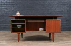 Danish Modern Floating Top Teak Desk w Bookcase - 4243891