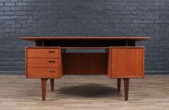 Danish Modern Floating Top Teak Desk w Bookcase - 4243892