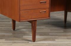 Danish Modern Floating Top Teak Desk w Bookcase - 4243896