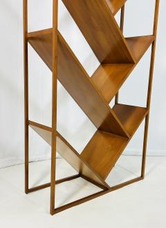 Danish Modern Geometric Wood tag re Open Display Bookcase Mid Century Style - 4712059