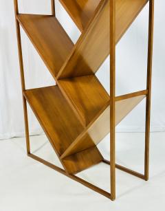 Danish Modern Geometric Wood tag re Open Display Bookcase Mid Century Style - 4712060