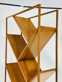 Danish Modern Geometric Wood tag re Open Display Bookcase Mid Century Style - 4712061