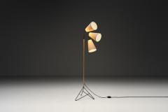 Danish Modern Gooseneck Floor Lamp with Leather Wrapped Stem Denmark 1950s - 4374761