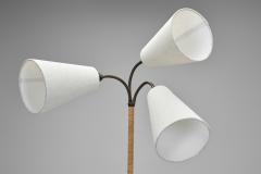 Danish Modern Gooseneck Floor Lamp with Leather Wrapped Stem Denmark 1950s - 4374764