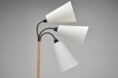 Danish Modern Gooseneck Floor Lamp with Leather Wrapped Stem Denmark 1950s - 4374765