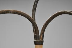 Danish Modern Gooseneck Floor Lamp with Leather Wrapped Stem Denmark 1950s - 4374767