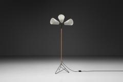 Danish Modern Gooseneck Floor Lamp with Leather Wrapped Stem Denmark 1950s - 4374895