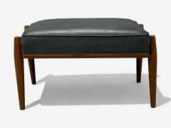 Danish Modern Gray Leatherette Walnut Footstool Denmark 1950s - 4423518