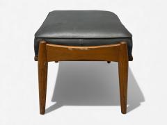 Danish Modern Gray Leatherette Walnut Footstool Denmark 1950s - 4423524
