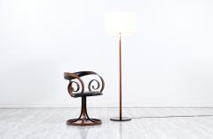 Danish Modern Height Adjustable Teak Stem Floor Lamp with Iron Base - 3010059