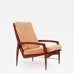 Danish Modern High Back Lounge Chair with Brass Accents - 2221731