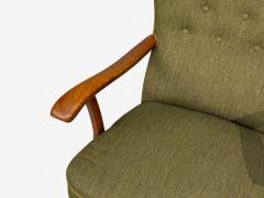 Danish Modern Highback Lounge Chair Elm Wool Denmark 1950s - 4751577