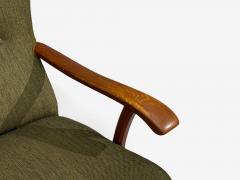 Danish Modern Highback Lounge Chair Elm Wool Denmark 1950s - 4751578