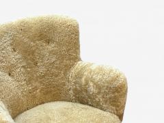 Danish Modern Honey Sheepskin Beech Organic Lounge Chairs Denmark 1940s - 4146956