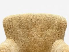 Danish Modern Honey Sheepskin Beech Organic Lounge Chairs Denmark 1940s - 4146958