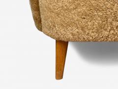 Danish Modern Honey Sheepskin Beech Organic Lounge Chairs Denmark 1940s - 4146959