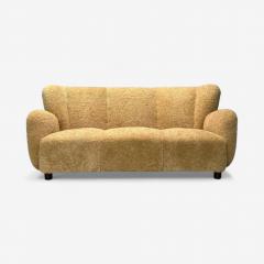 Danish Modern Honey Sheepskin Oak Sofa Denmark 1940s - 4144601