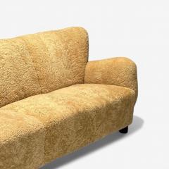 Danish Modern Honey Sheepskin Oak Sofa Denmark 1940s - 4144609