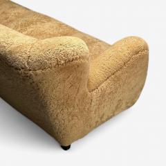 Danish Modern Honey Sheepskin Oak Sofa Denmark 1940s - 4144612