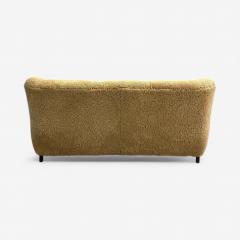 Danish Modern Honey Sheepskin Oak Sofa Denmark 1940s - 4144613